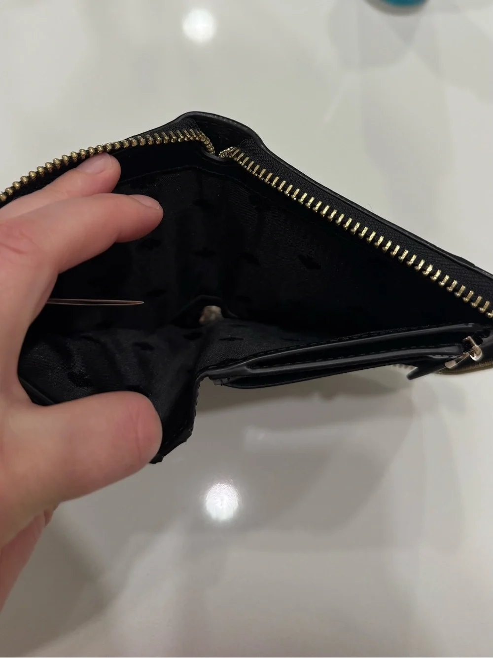 kate spade black zip-around leather wallet with keyring